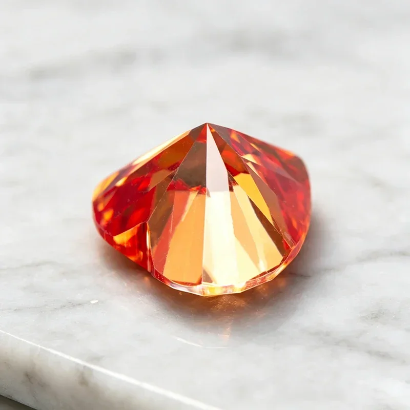 Moissanit-Stein, Wassermelonenrot, herzförmig, im Labor gezüchteter Edelstein für die Herstellung von hochwertigem Schmuck, Ringe und Ohrringen, inklusive Zertifikat. – Detail 2