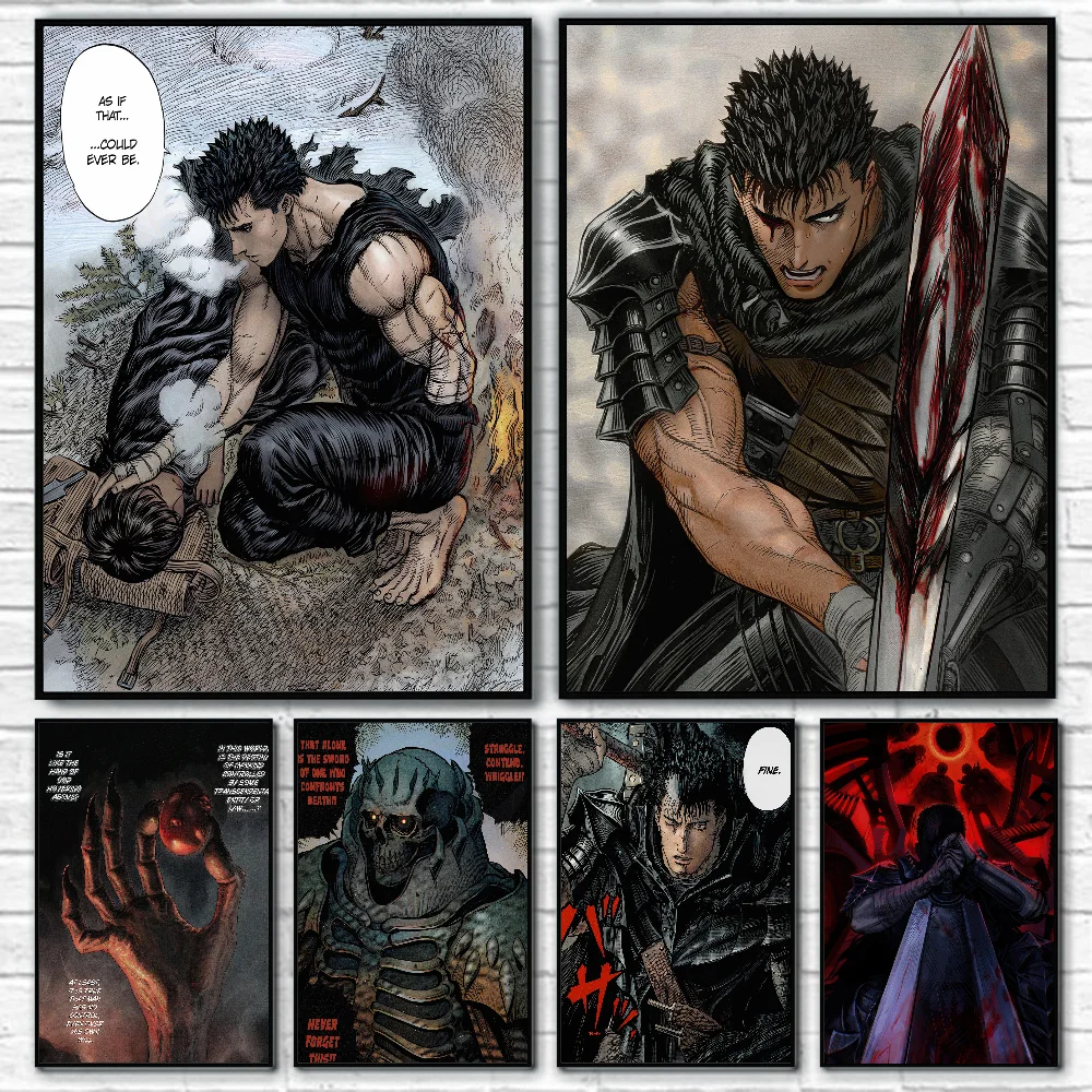 Kentaro Miura Berserk Guts Comic Poster Stickers Art Wall Murals Decor Game Room Decor Gifts HD Painting