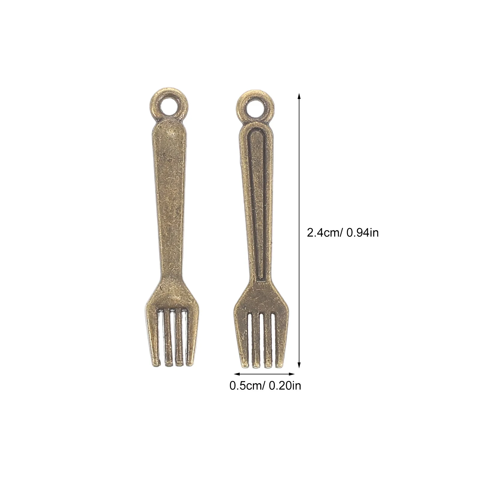 100Pcs Liontin Garpu Vintage dari Logam Paduan, Aksesoris Mini Retro untuk Pembuatan Perhiasan DIY, Kalung, Gelang, Anting, dan Peralatan Makan