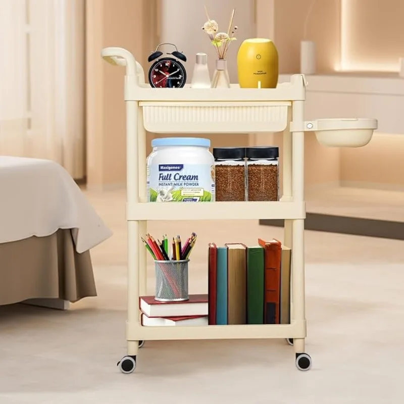 عربة متنقلة لصالونات التجميل متعددة الطبقات، صندوق تخزين مستطيل غير مقاوم للماء مع عجلات، صندوق تخزين لتنظيم مستلزمات التخزين