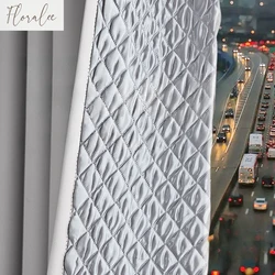 Custom Size Grey Reduce Noise Curtains for Living Dining Room Bedroom Thickened Blackout Window Decor Elegant Thick Fabric Door
