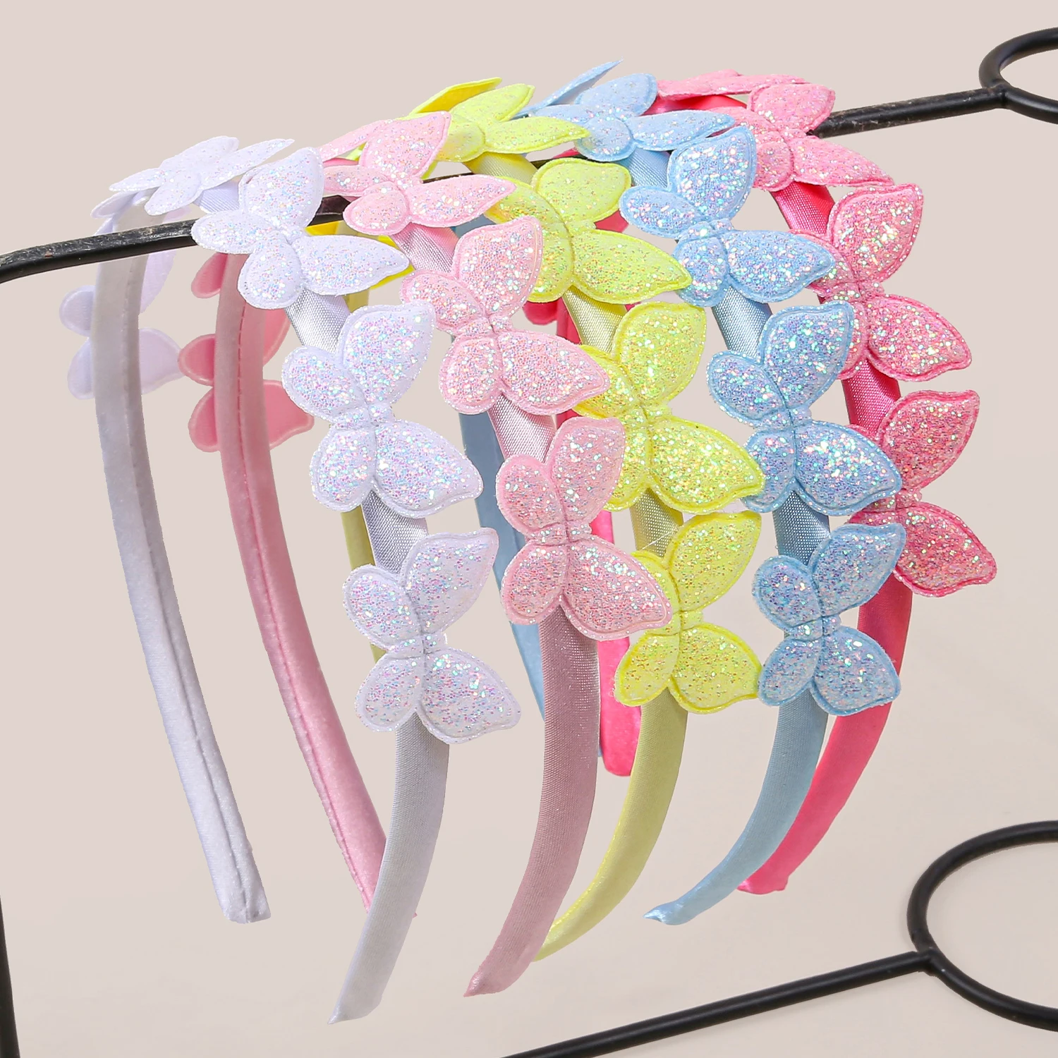 

5/10 шт., блестящие повязки на голову с бабочками и блестками для девочек, милые милые повседневные головные уборы, детские и женские обручи для волос, аксессуары для волос