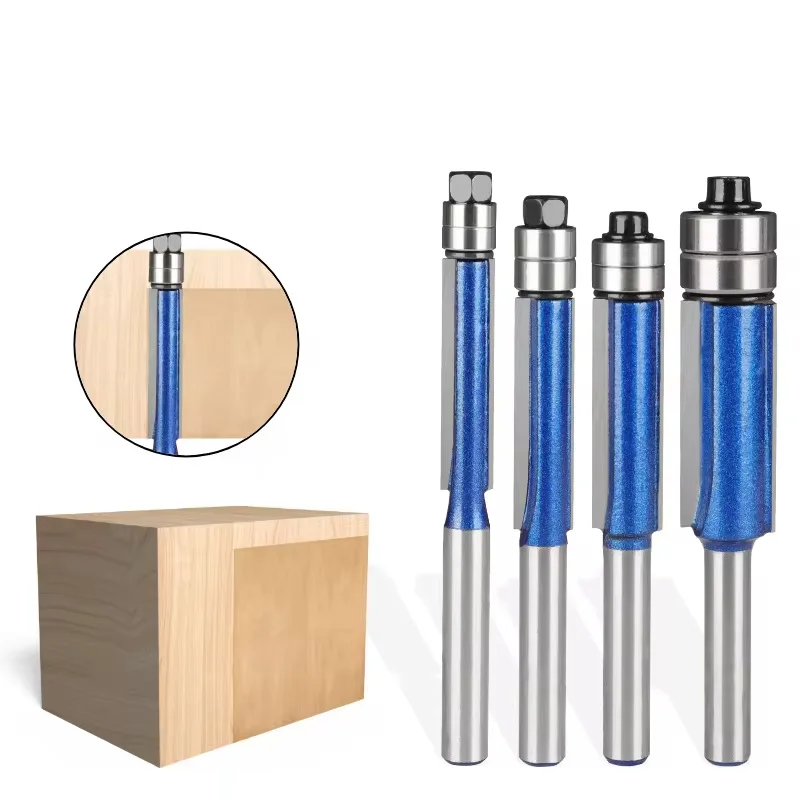 4pcs Double Bearing Flush Trim Router Bit 1/4