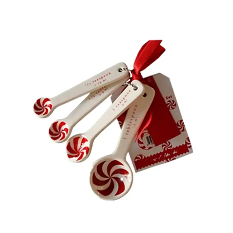 Ceramic Measuring Spoon for Kitchen Baking, Small Spoons, Christmas Snowflake, Creative Modeling, European, Four-Piece