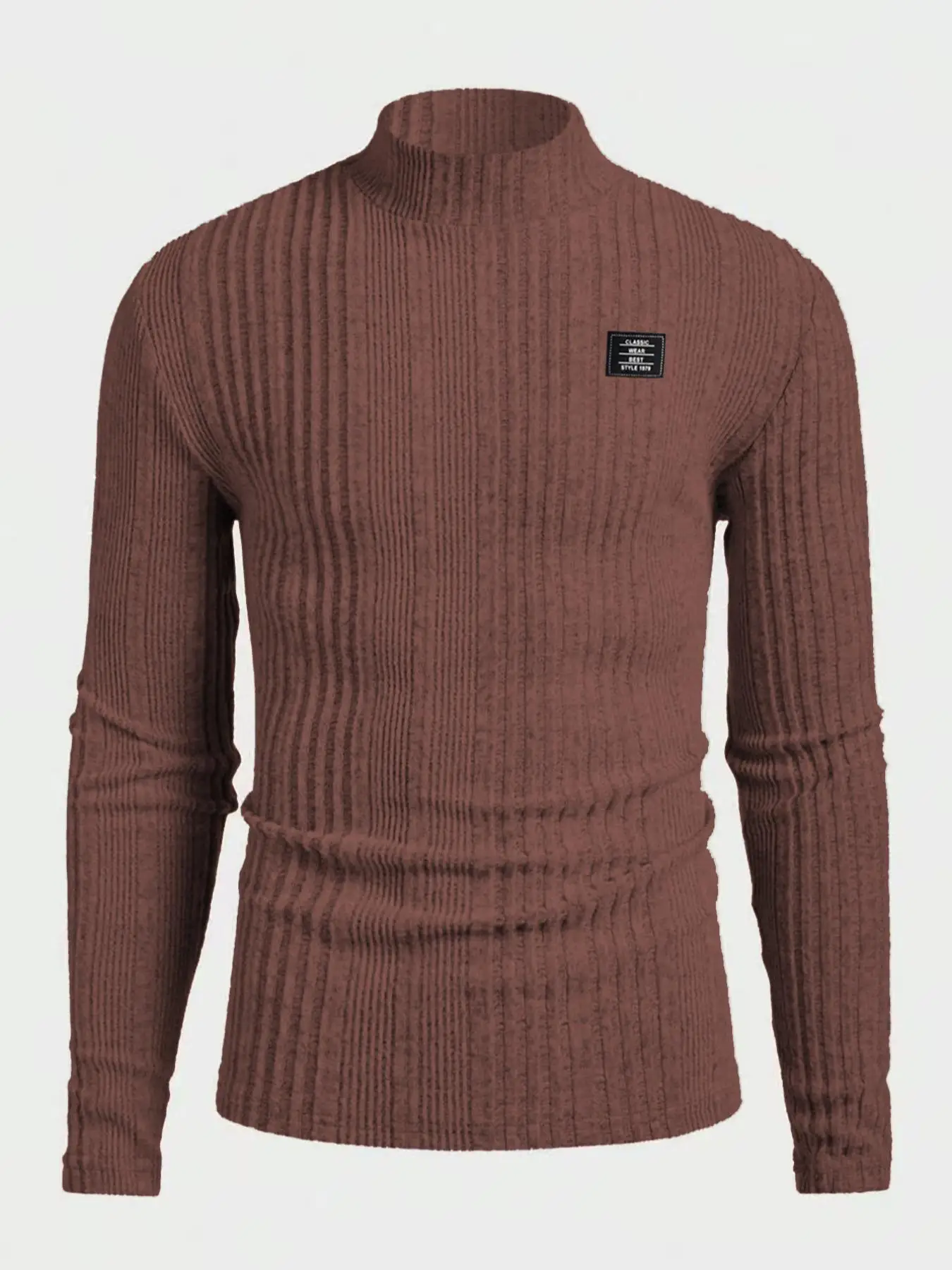 Herren Rollkragenpullover Einfarbig Gestreift Langarm Lässiger Schnitt T-Shirt für Herbst und Winter – Detail 6