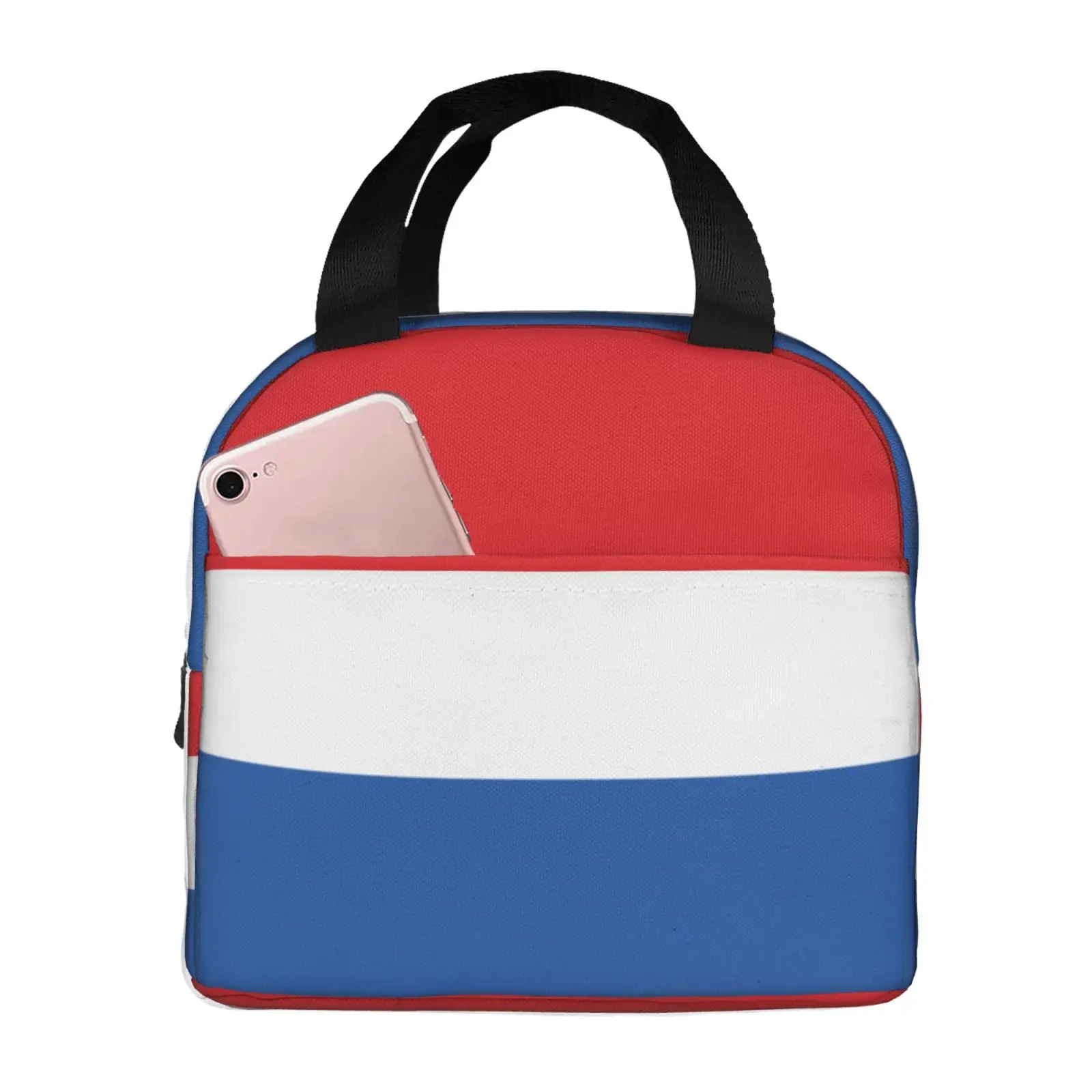 Flag of The Kingdom of Croatia Pattern Lunch Tote Bag Insulated Leakproof Lunch Box Container with Front Pocket for Girls Boys