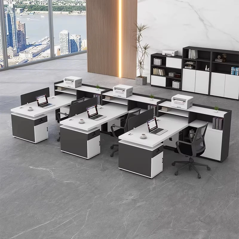 

Office desk and chair combination simple modern staff table fashion screen staff space office computer desk six people