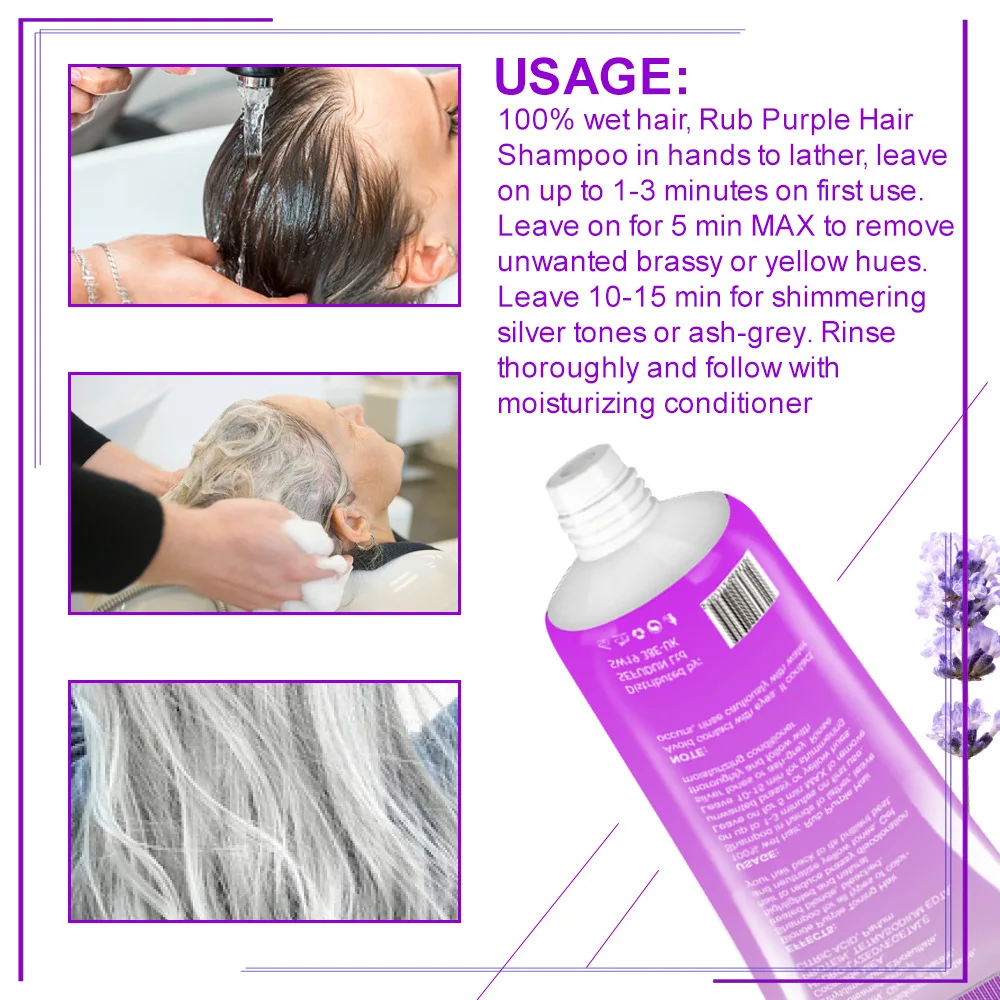 Blonde Purple Hair Bleaching Shampoo For Silver Ash Gray Removes Yellow Brassy Tones Blonde Bleached Hair Shampoo Hair Dye 100ml