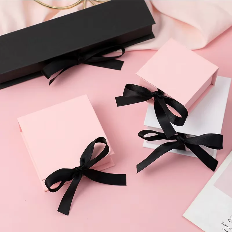 5Pcs Paper Jewelry Boxes with Ribbon, Jewelry Packaging & Display Organizer for Rings Studs Watches Necklaces and Wedding Favors