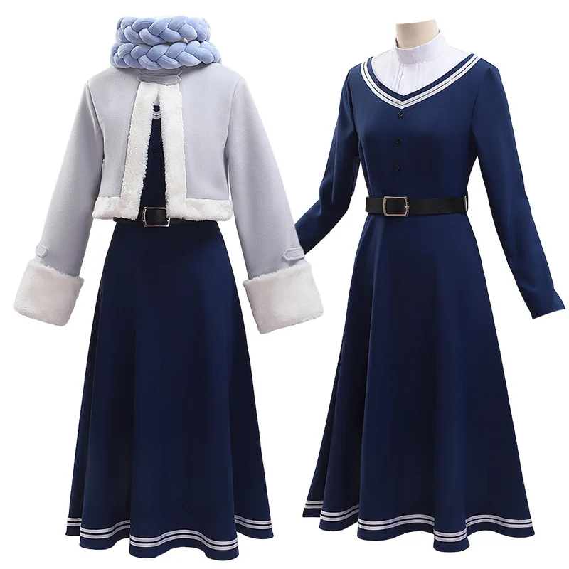 Frieren fern cosplay kostüm perücke anime frieren jenseits der reise end kleid schal winter auf den nördlichen ländern halloween für frauen