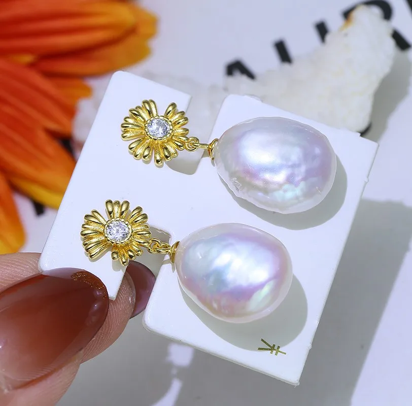 Flower Design Pearl Earrings Fittings For 7-12mm Women Handmade Jewelry Making DIY Components