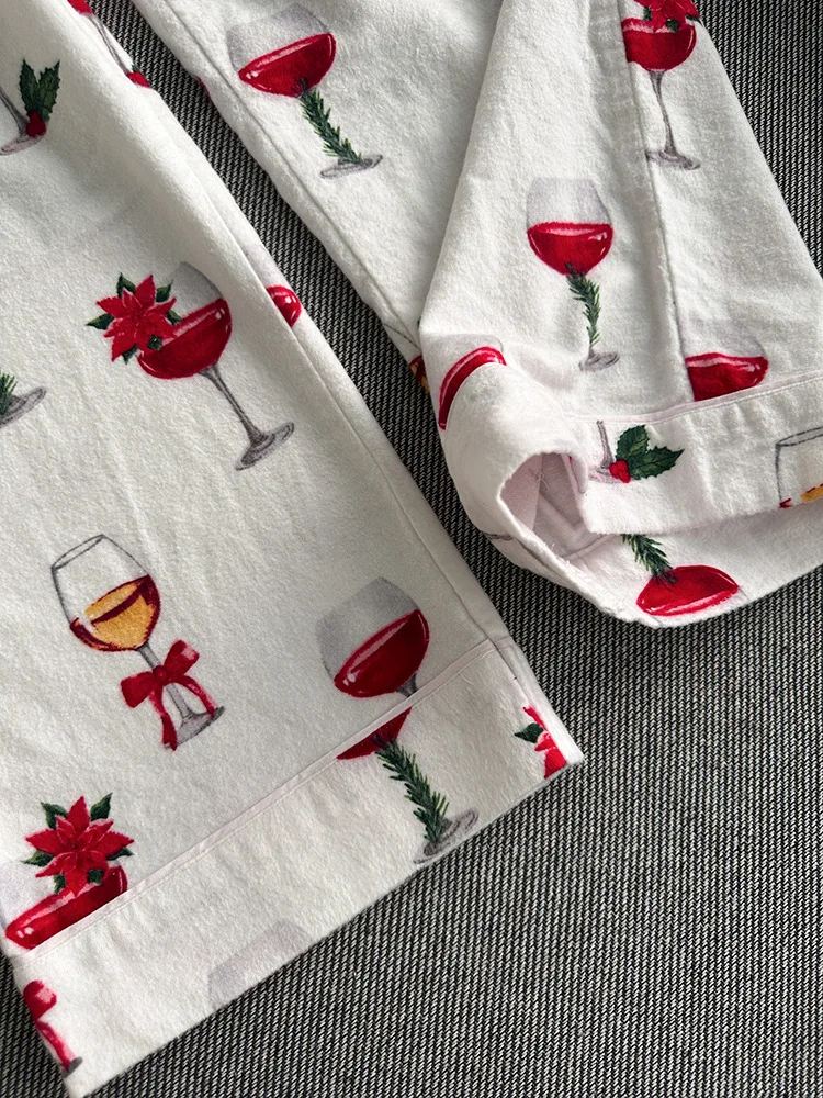 Damen Niedlicher Cartoon-Druck 100% Baumwolle Gebürstetes Pyjama-Set Frühling Herbst Langarm-Oberteil Lange Hose 2-teilig Loungewear Homewear – Detail 26