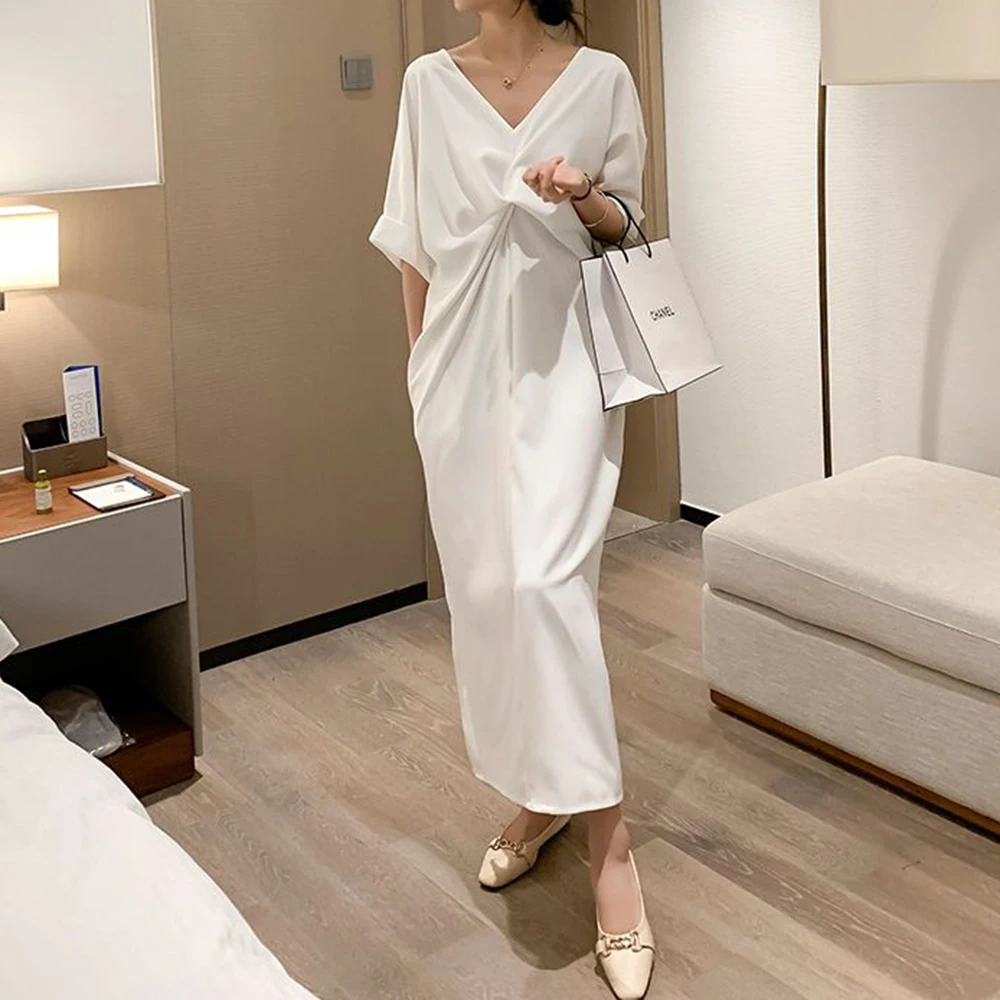 Kink T-shirt rok zomer losse Tibetaanse vlees dunne backless V-hals jurk super lange rok maxi-jurken voor dames