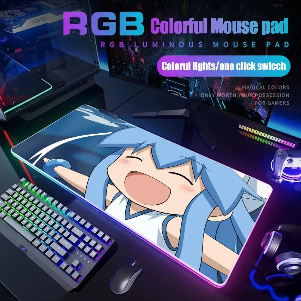

Ika Musume The invader comes from the bottom of the sea Mouse Pad Game Rgb Mat Back Light Led Deskmat Big Mousepad Backlight