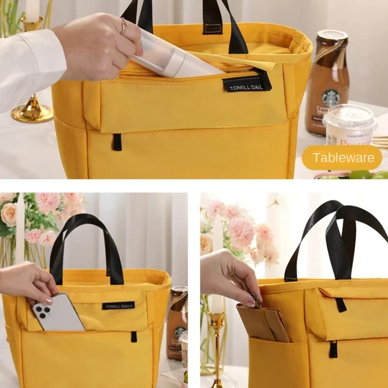 Insulated Bento Lunch Box Thermal Bag Large Capacity Food Zipper Storage Bags Container for Women Cooler Travel Picnic Handbags