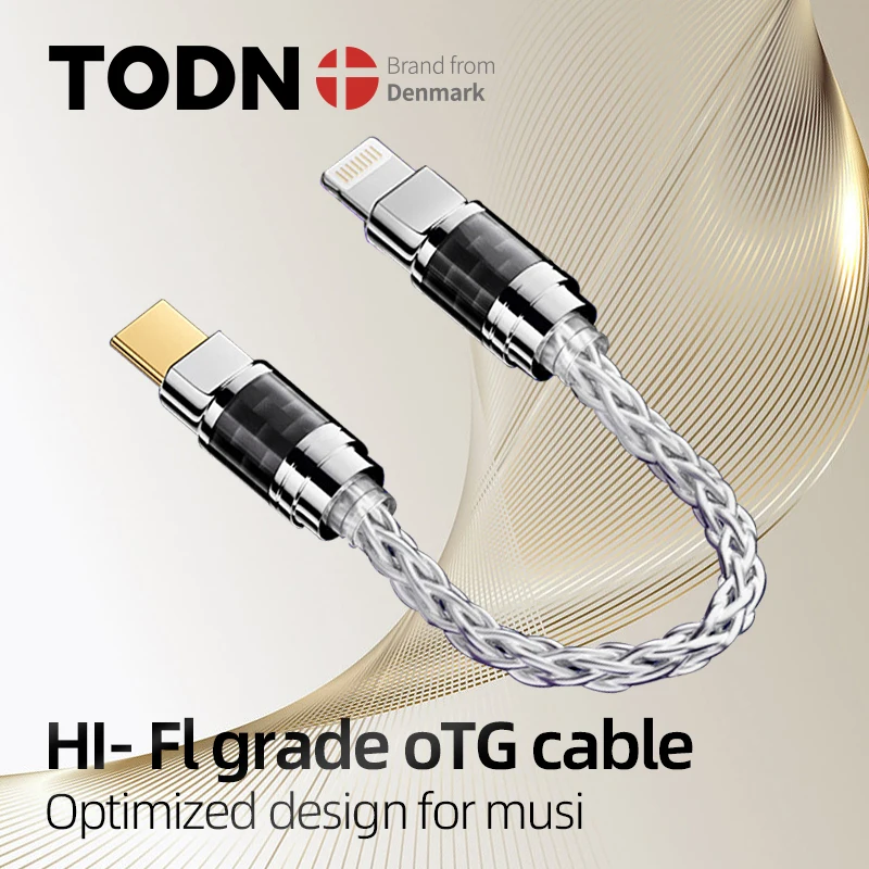 todn 8-core sterling silver audio cable type-c to Lightning to 3.5 mm to 2.5mm to 4.4mm for headphones OTG carbon fiber shell