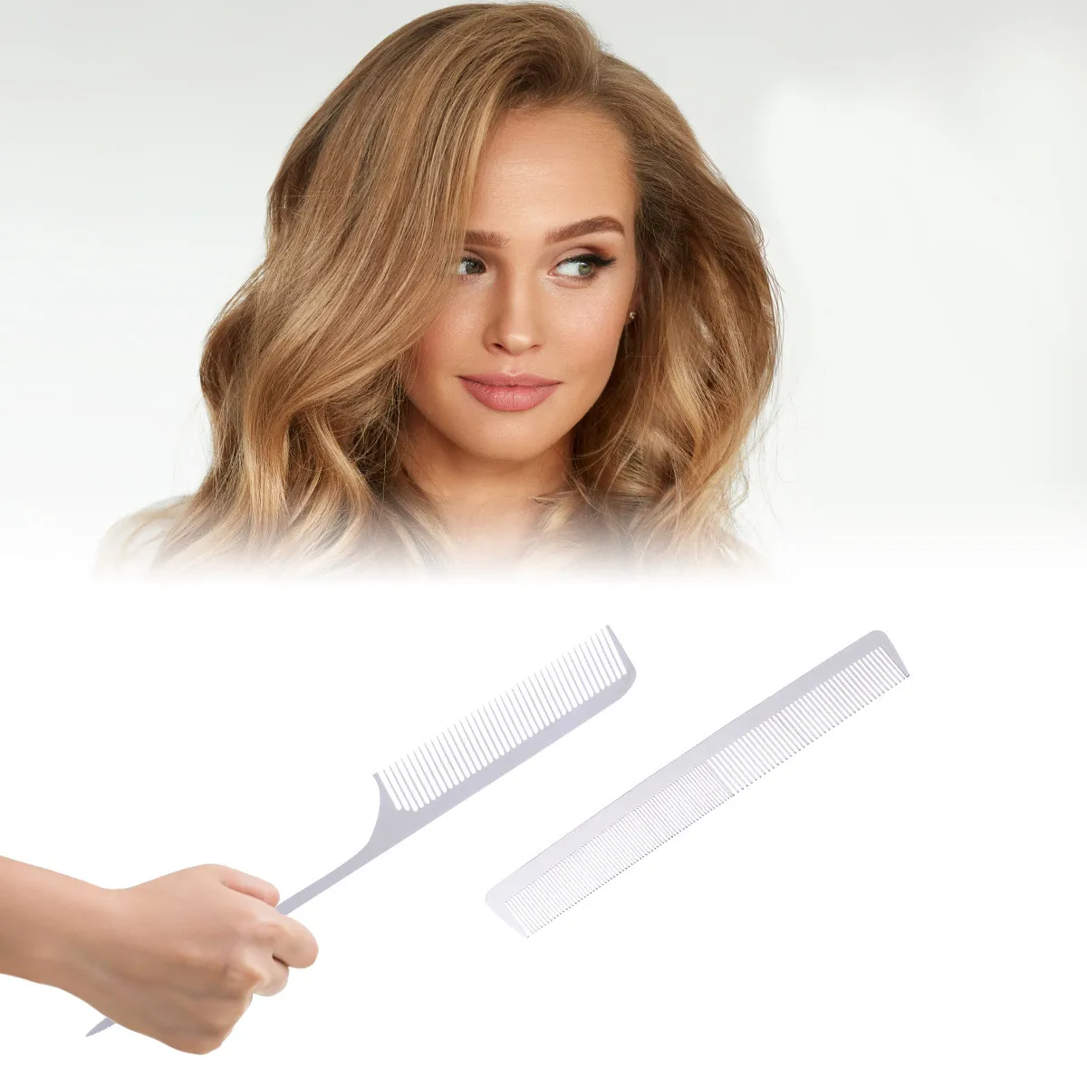 

Набор из 2 расчесок из нержавеющей стали профессионального салонного качества: тонкие и широкие зубцы для стрижки, окрашивания и укладки всех типов волос
