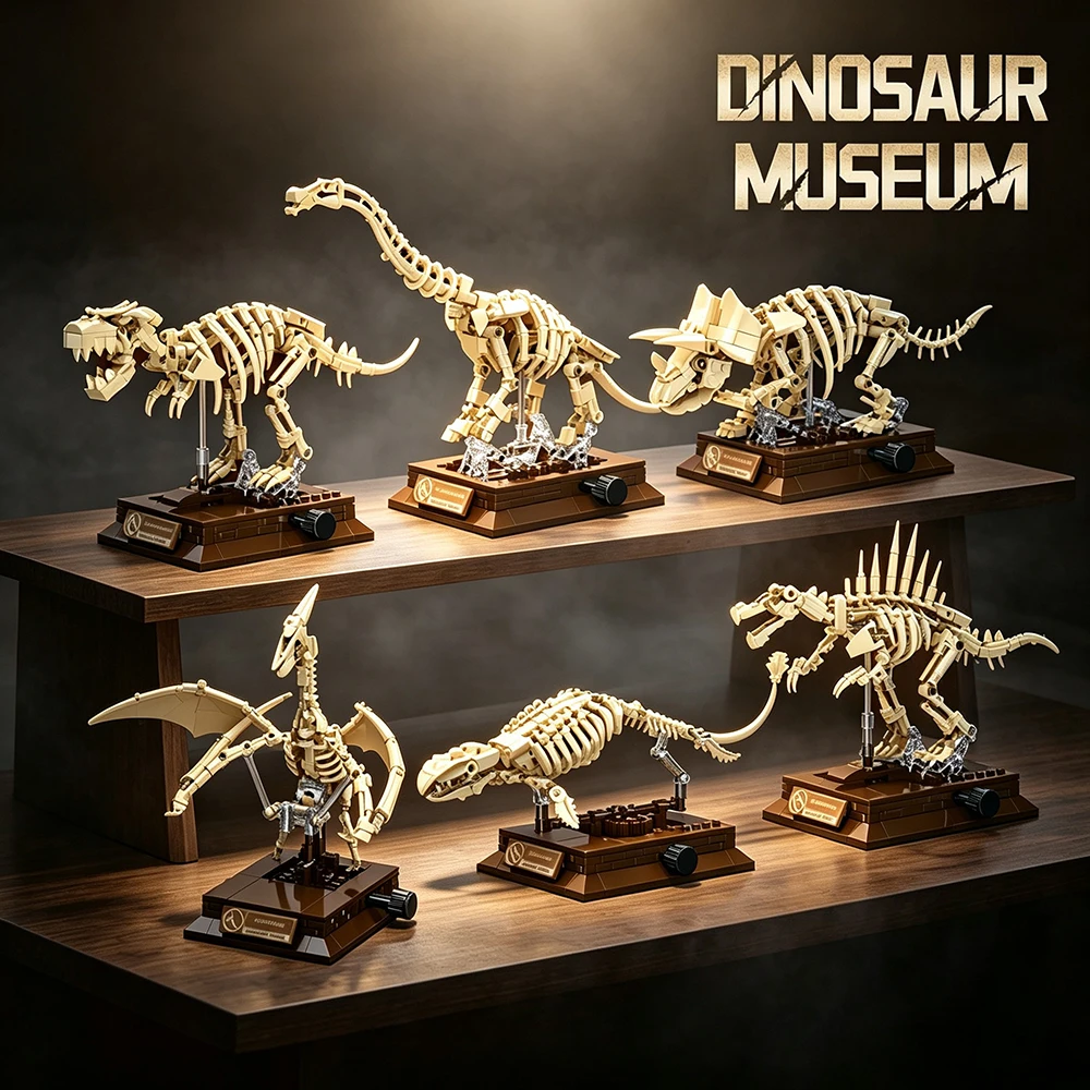 Ensemble de blocs de construction de squelette de dinosaure 3D, modèle d'assemblage pour enfants, jouet éducatif scientifique, cadeau de collection pour les amateurs de dinosaures