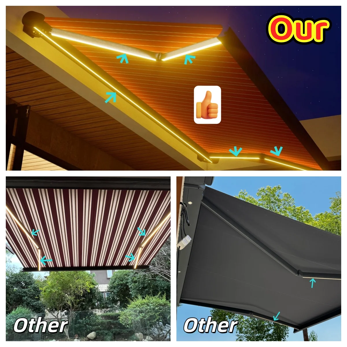 Aluminum Alloy Frame Toldos Exterior RV Power Awning Manual Control Trailer Camper RV Motorhome Awning
