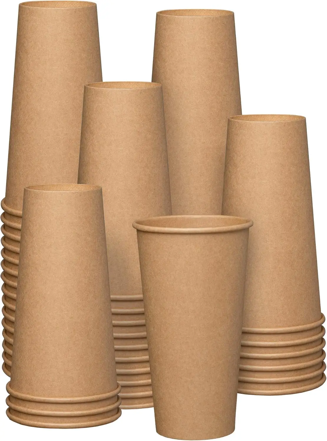 

[100 Count Kraft Disposable Paper Cups, Hot Coffee Cups Brown Unbleached - Eco-Friendly Cups (20 oz. - Kraft)