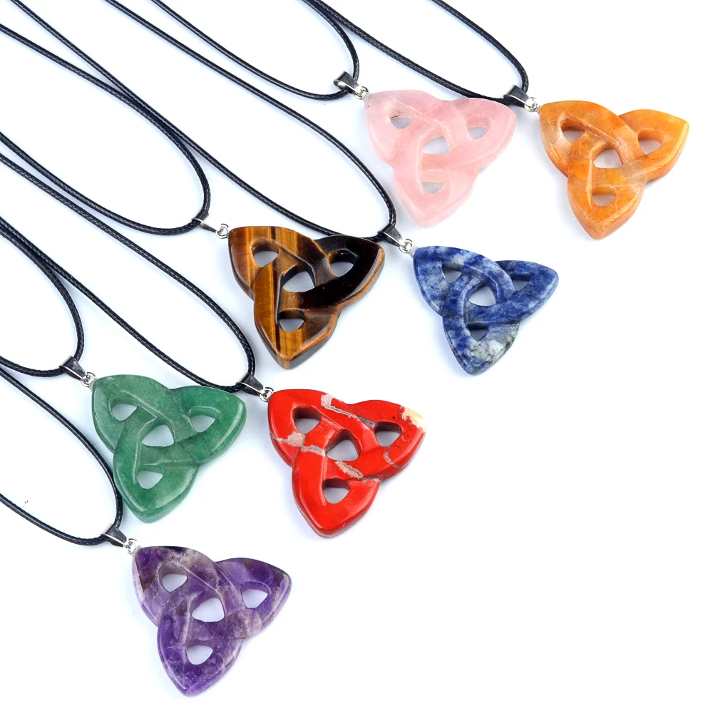 

3PCS Wholesale Triangle Natural Stone Agate Amethysts Pendant Necklace For Jewelry MakingDIY Necklaces Accessory Charm Gift