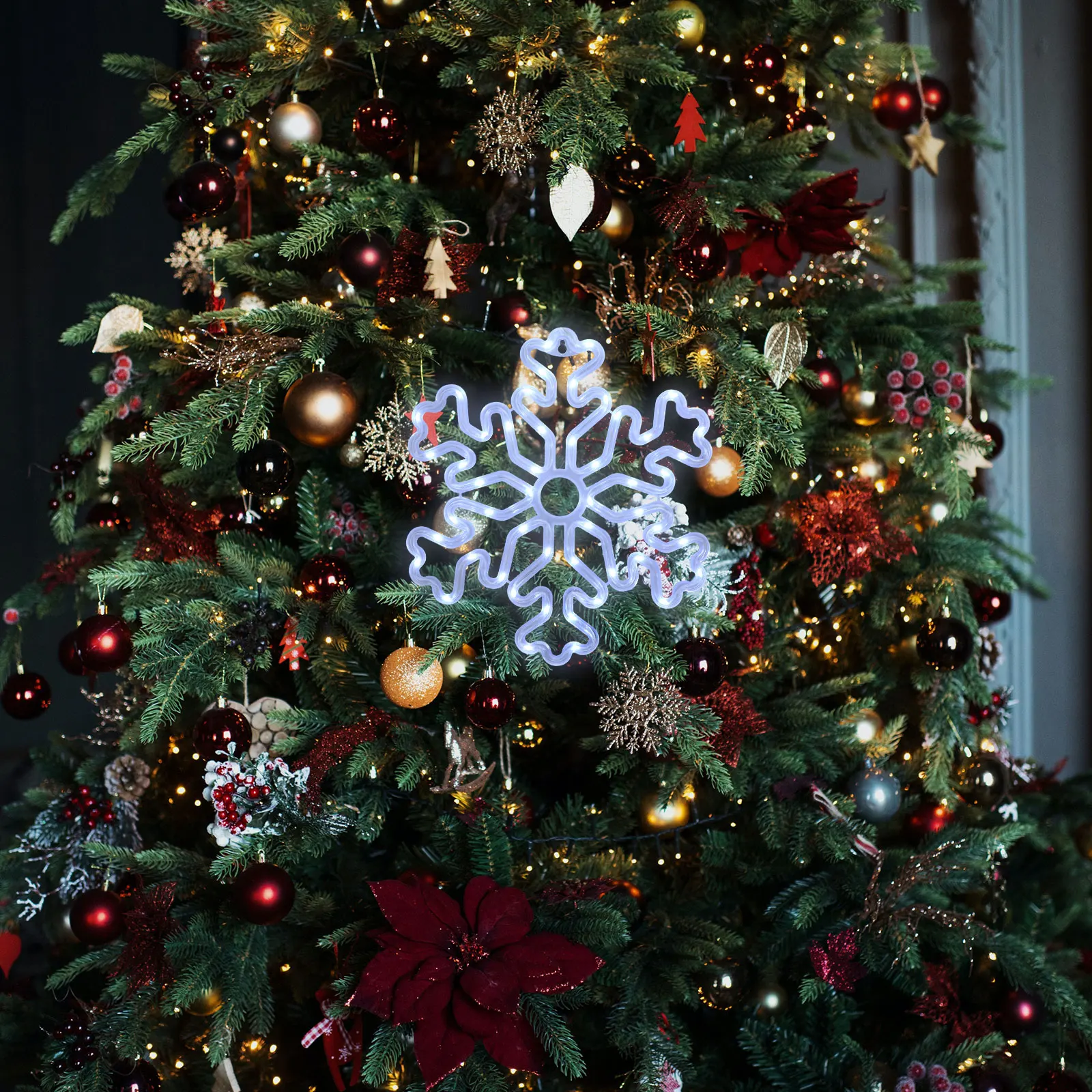 

1pc Creative Snowflake Night Led Bedroom Decorative Lamp Operated Party Scene Lighting Small Size Xmas Home Layout Light