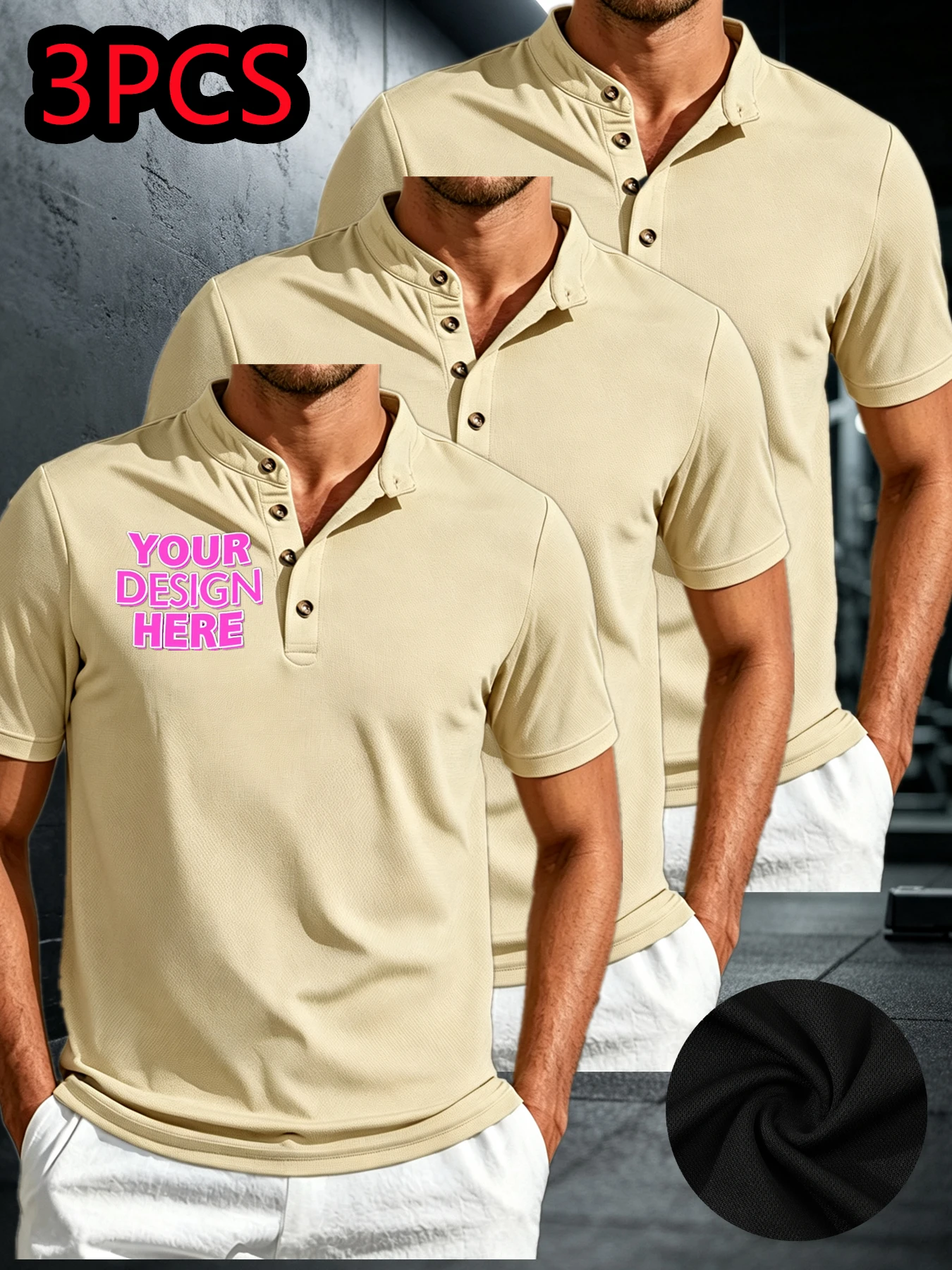 Best Choice 3-piece Set - Customized Polo Shirt for Summer Men. Customized breathable Polo shirt with any patterns, logos, text