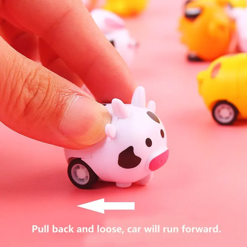 12Pcs Cute Cartoon Animal Pull-Back Inertia Car Kids Toy Kindergarten Activities Gifts For Children