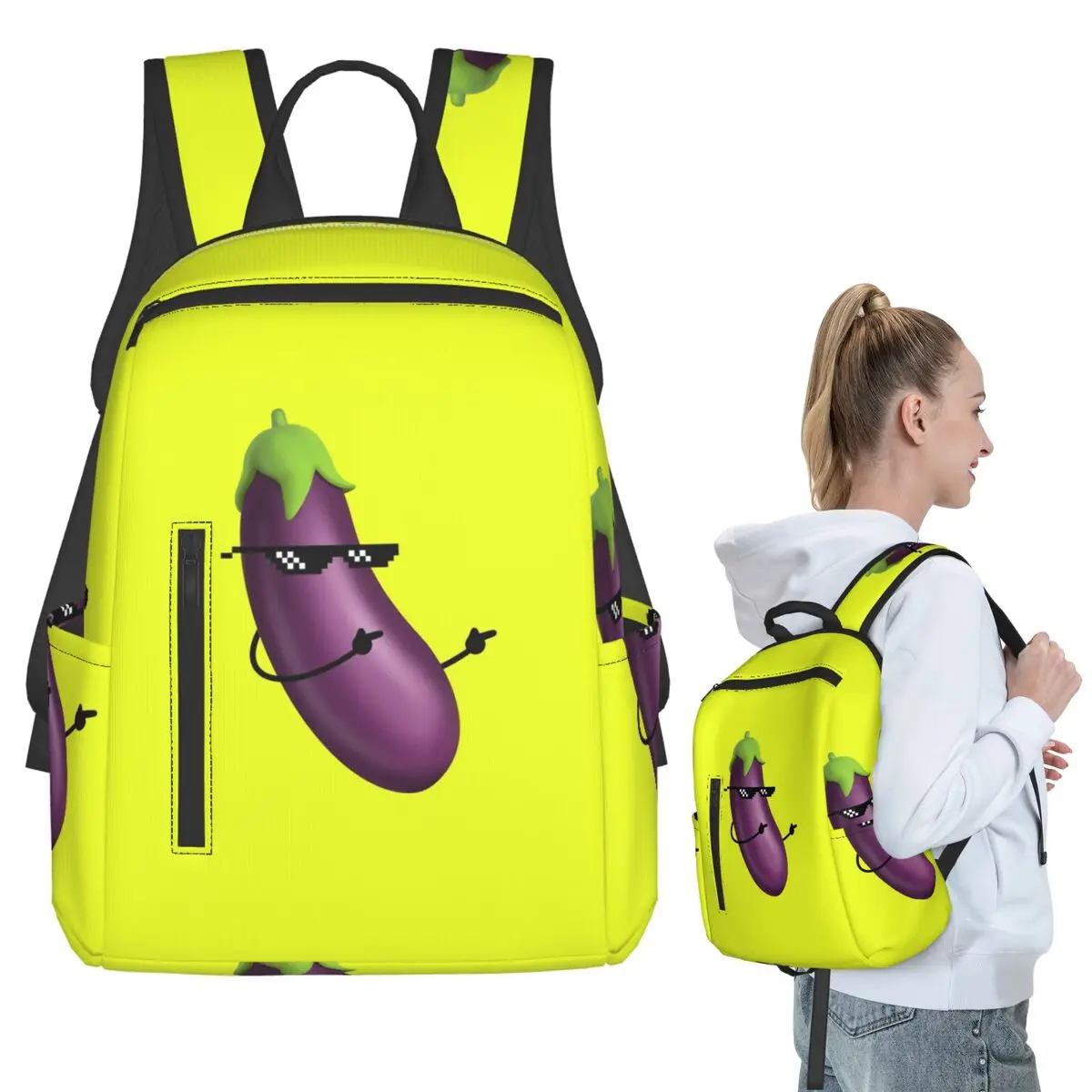 

Thug Life Eggplant Backpack Student Boys Girls BookBag Children School Bag Laptop Shoulder Bags for Men Women