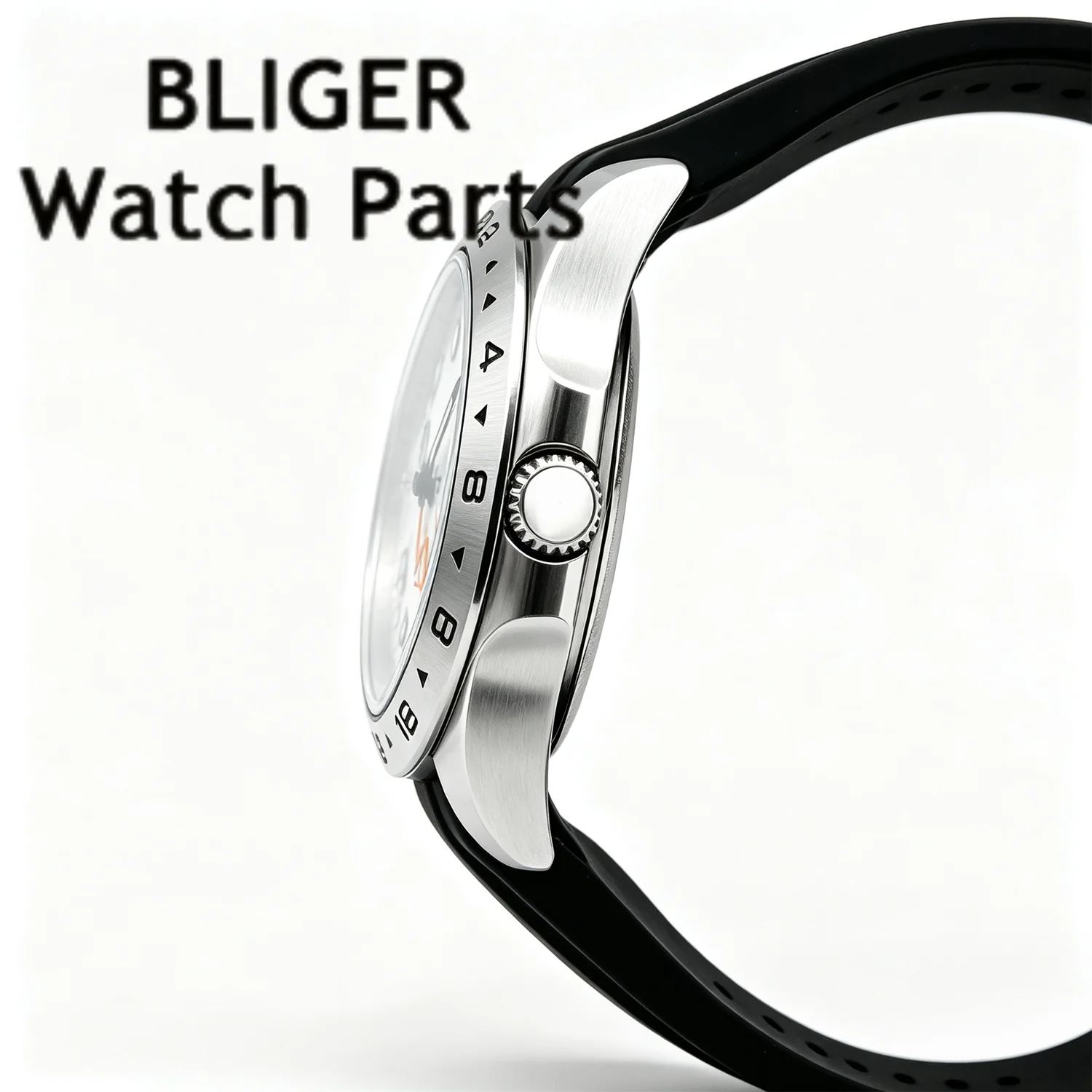 BLIGER 40mm/43mm Orange GMT Mechanical Men Wristwatch Waterproof 24Hours Fixed Bezel Sapphire Glass Luminous Steel Rubber Strap