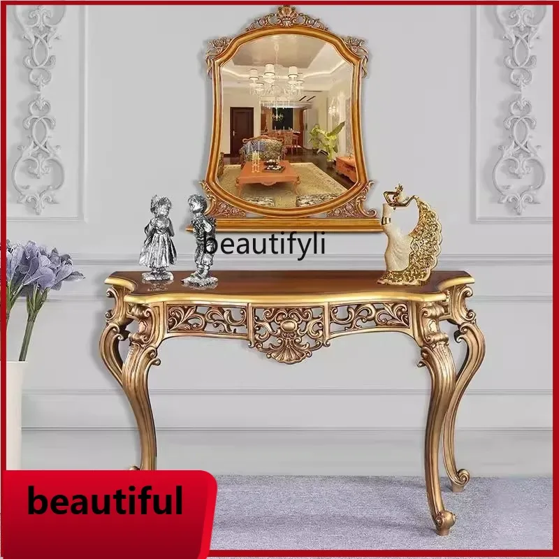 

X Engraved, porch table, luxury living room corridor, retro porch decoration, counter against the wall, foyer cabinet