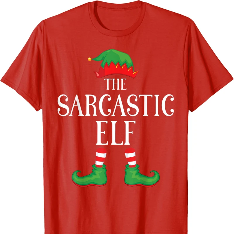

Sarcastic Elf Matching Group Xmas Funny Family Christmas T-Shirt Cotton Retro Street Fashion Short Sleeve Design Breathable Tee