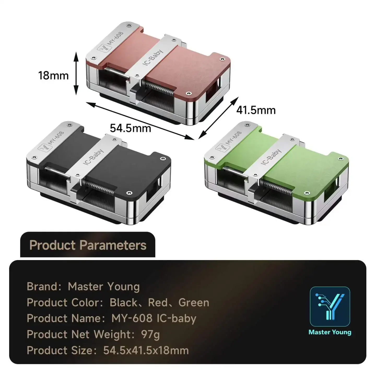 MY608 IC Baby Spring Self Locking Chip Clamp Heat Resistant Base Plate Anti Slip Foot Pad for Phone Mainboard IC Maintenance