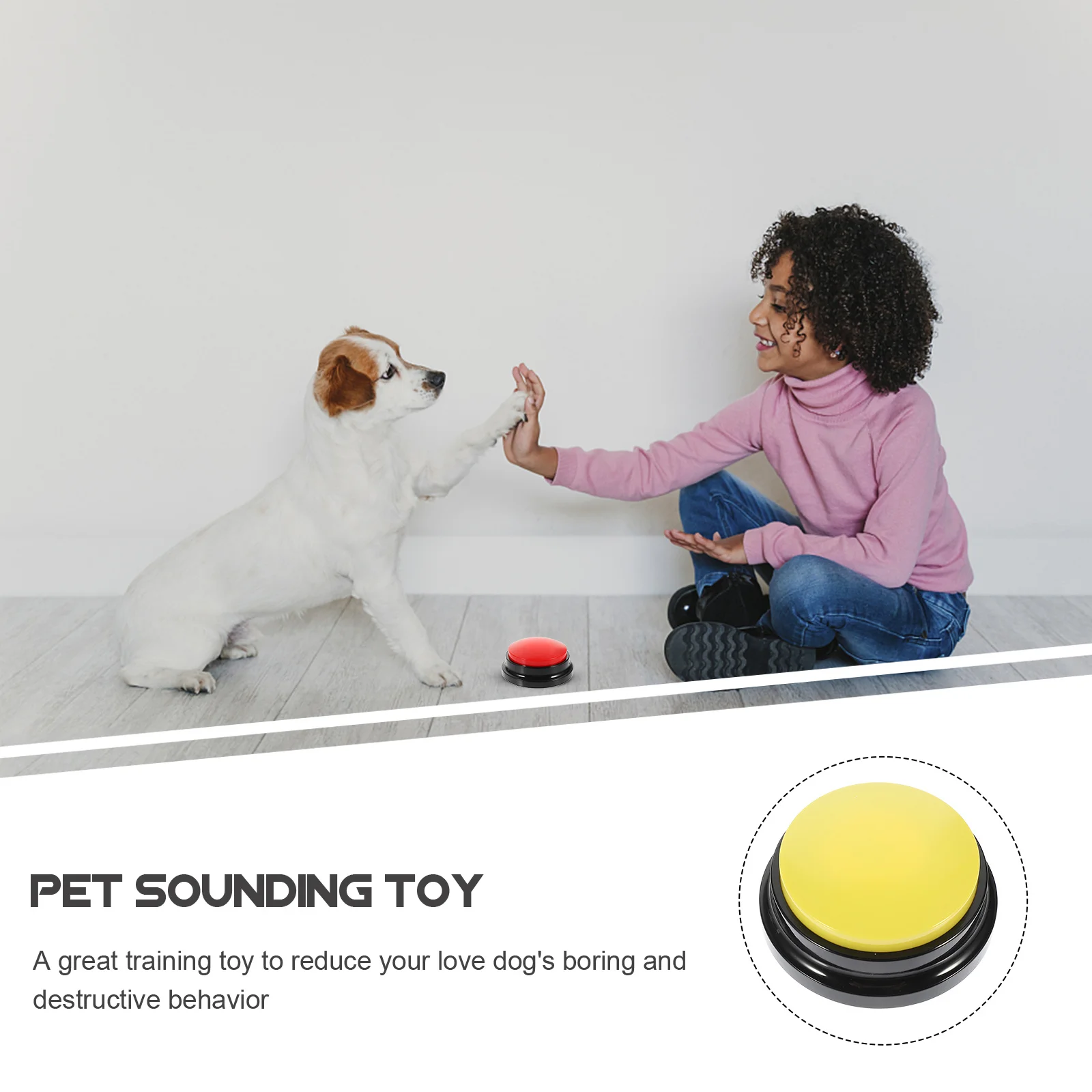 

Sound Activated Dog Training Button Interactive Recording Durable Plastic Buzzer For Pets Puppy Supply Accessory