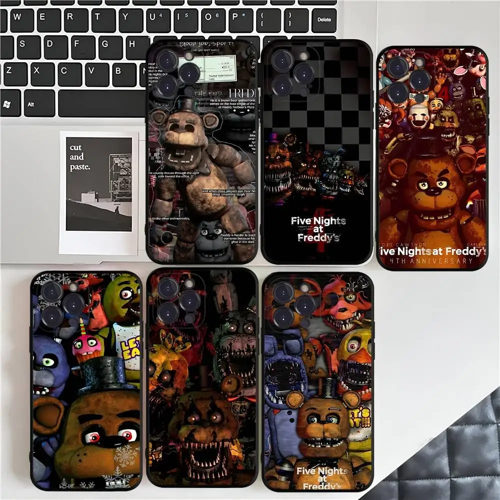 Fnaf Five-Nights-At-Freddys Handyhülle für iPhone 16 Pro Max 15 17 Plus 14 13 12 Mini 11 Schwarze Hülle