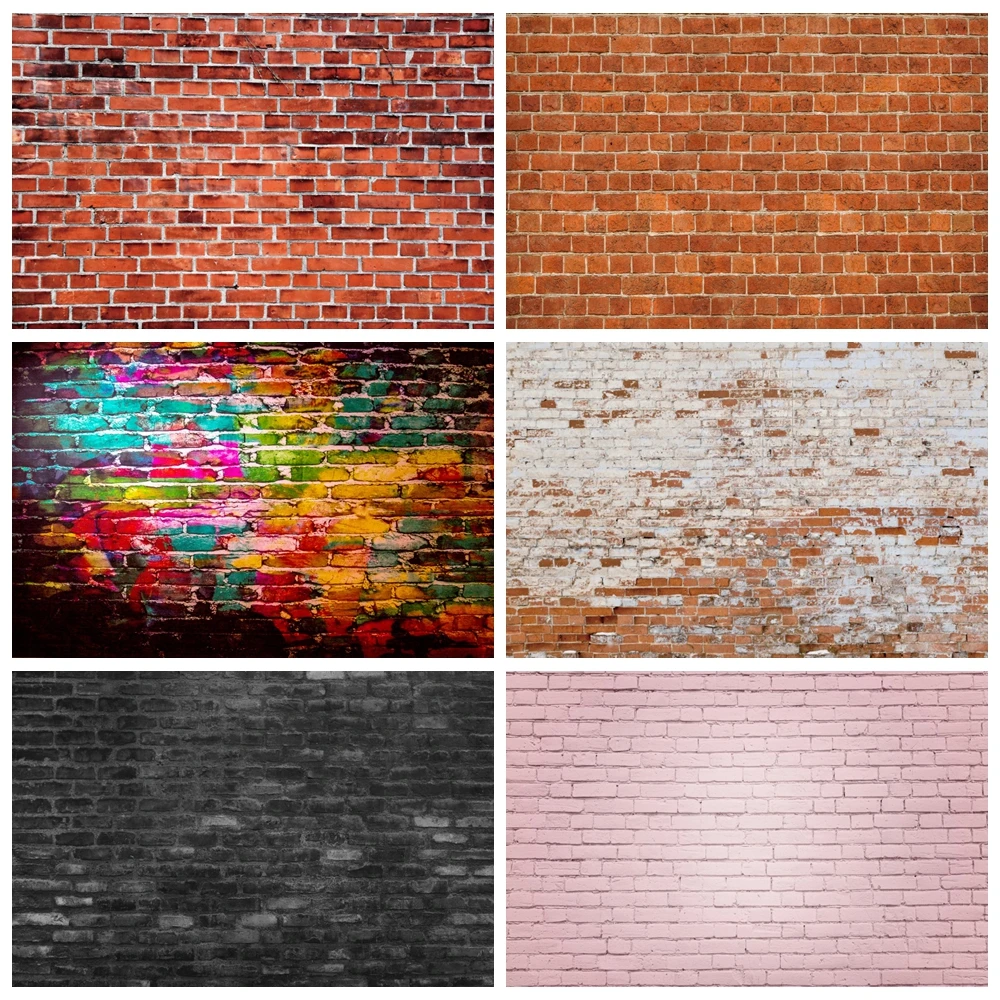 

Vintage Brick Wall Backdrop for Photography Red Brown Colorful Graffiti Brick Kid Adult Portrait Bithday Party Background Decor