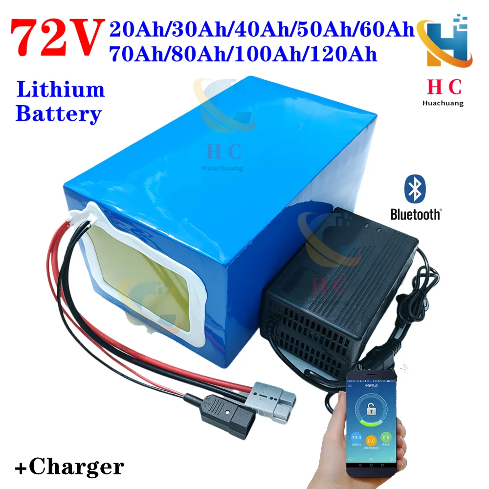 60Ah 72v 50Ah lithium ion 80Ah 72V 40Ah 100Ah bluetooth BMS APP for 5000W scooter Motorcycle Forklift Crane truck +charger