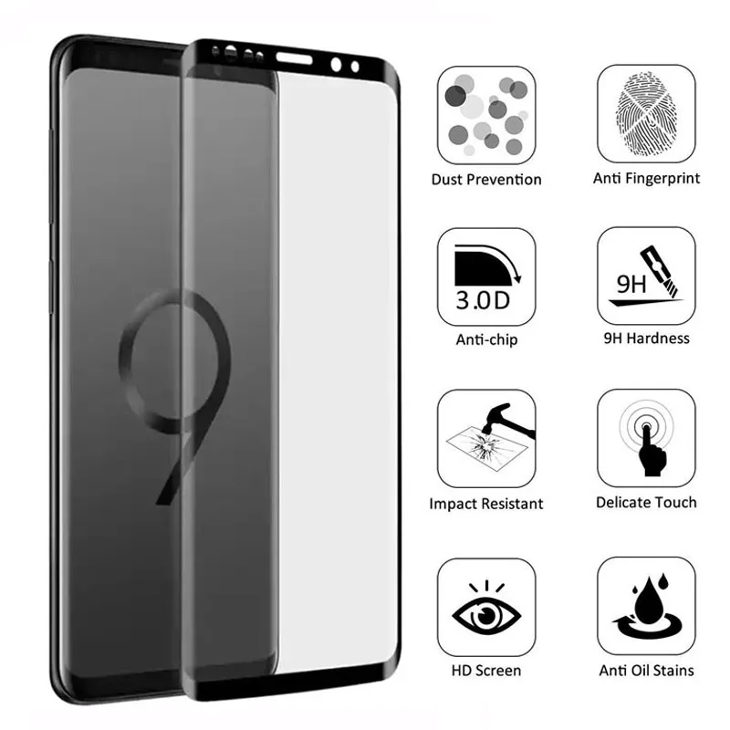 Vidrio templado para Samsung Note 9, 8, S9, S8 Plus, S7, S6 Edge, Protector de pantalla, película no 8, S9, S7, S9, 2 uds.