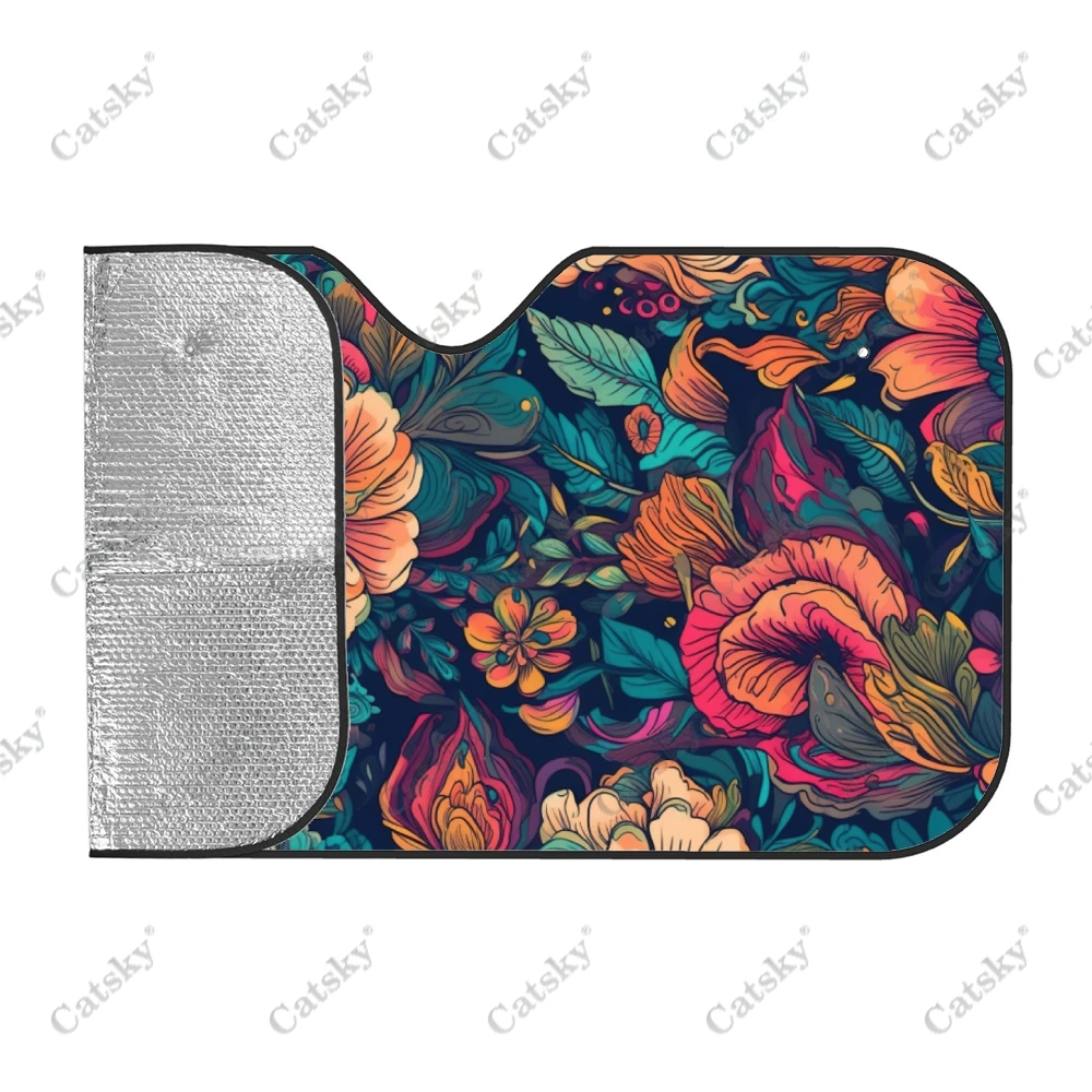 Multicolor Floral Mandala Flowers Car Windshield Sunshade, Front Auto Car Windshield SunShade Blocks Uv Rays Sun Visor Protector