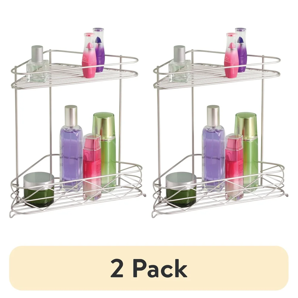 

2 Pack Steel Corner Shower Storage Shelf Freestanding Rust Resistant Organizer Bathroom Kitchen Vanity Countertop Laundry Room
