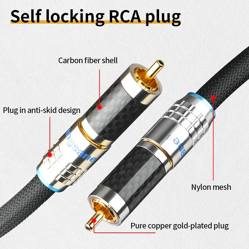 HiFi Silver Plated RCA Digital Coaxial Cable 75Ohm OCC Audio Line for Subwoofer Decoder Amplifier