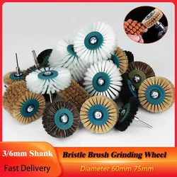 Dremel Accessories 60/75mm Bristle Brush Grinding Wheel 4-type Nanowire Brush Polishing Wheel 3/6mm Shank For Rotary Drill Tools