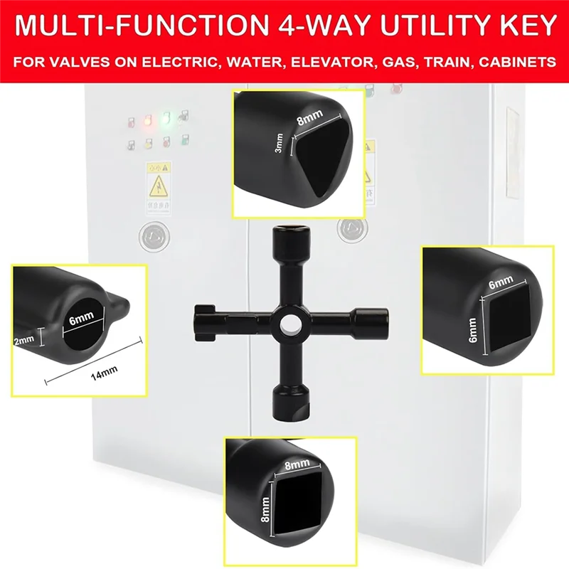 ABZV-17 Inch Water Meter Key With 4-Way Utility Key Heavy-Duty Water Shut Off Tool For Curb Main