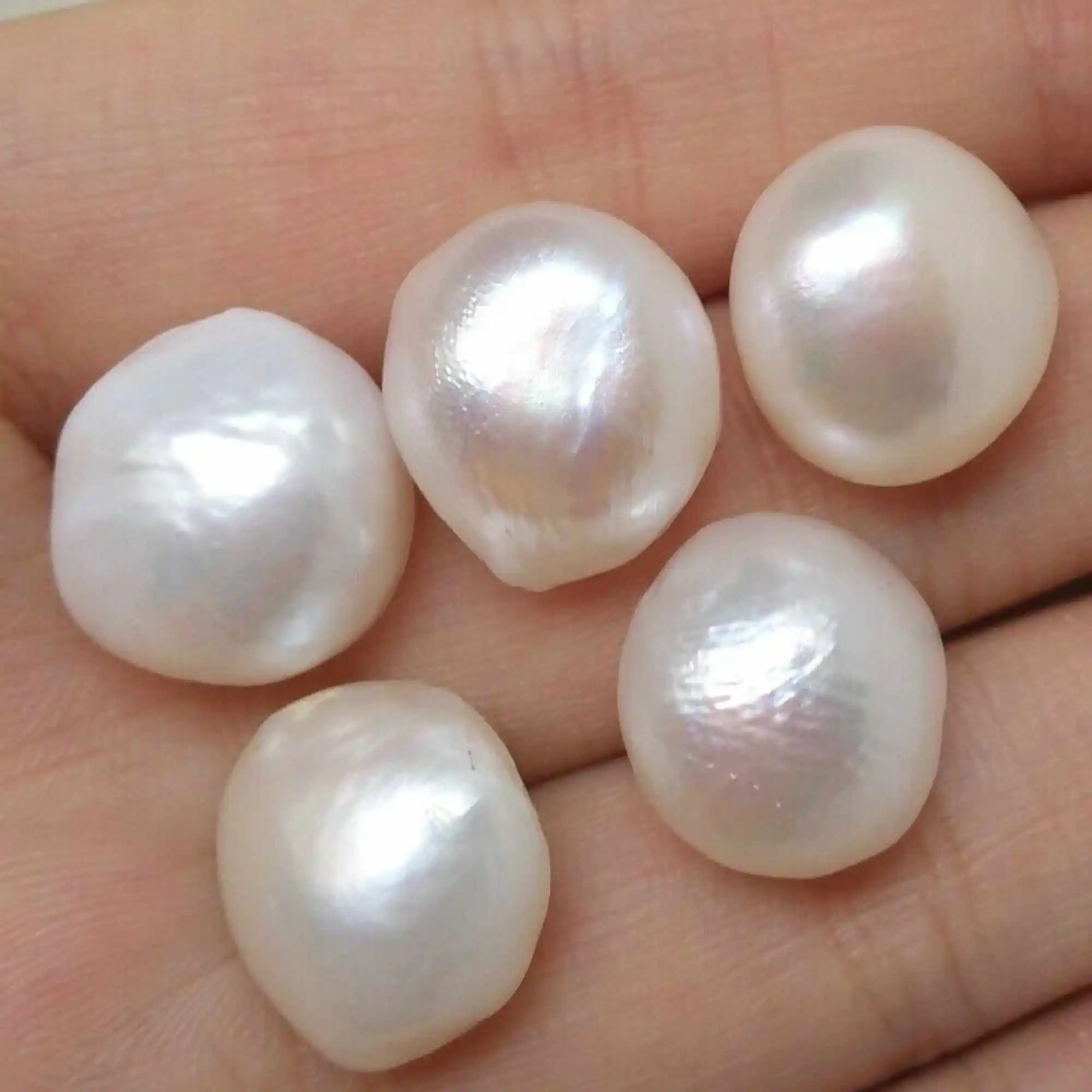 

10*14mm Natural Akoya baroque white pearl Loose Pearl Half Drilled Ear stud Cultured Gift