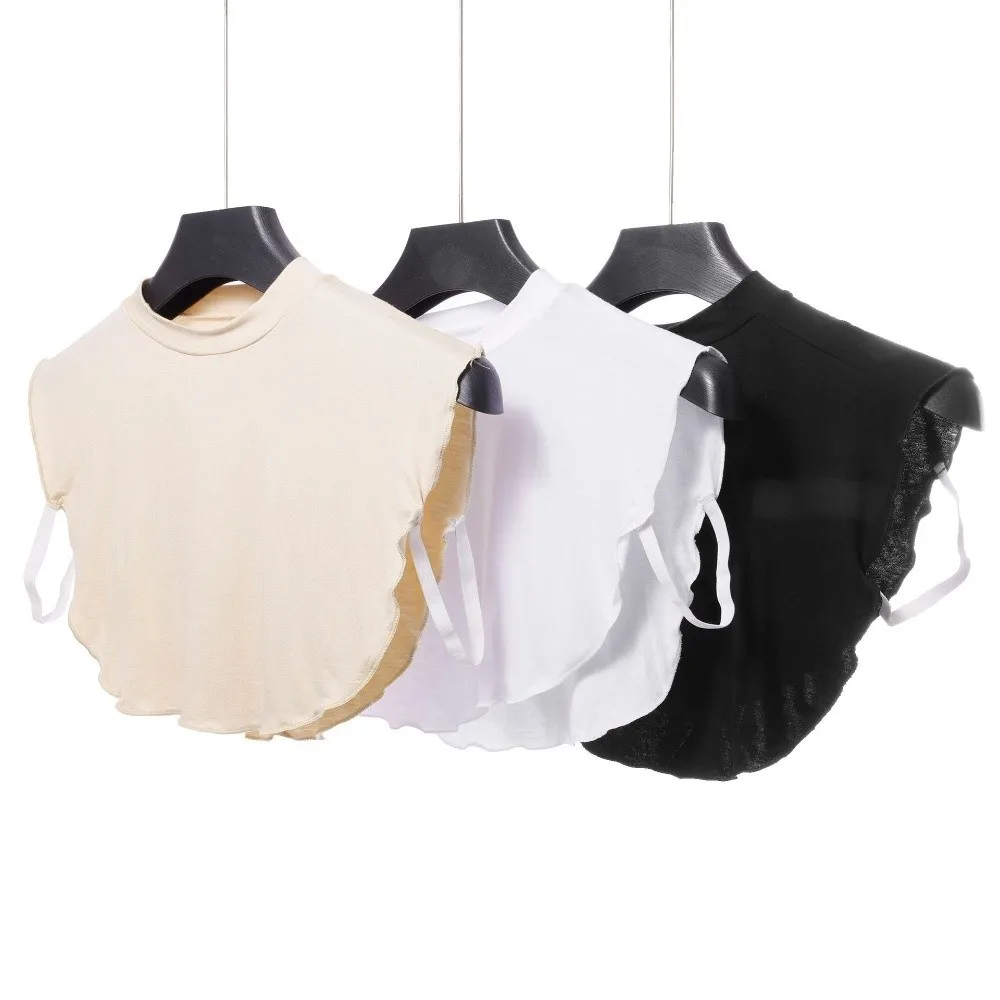 

Мягкий съемный воротник из хлопка, однотонный, универсальный дизайн без рукавов, блузка-топ с полувысоким воротником