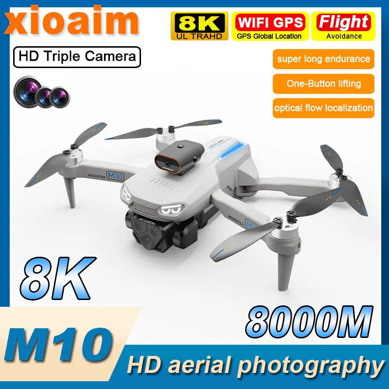 

For Xiaomi M10 Drone 8K HD Triple-Camera Professional Brushless Obstacle Avoidance Professional Omnidirectional Quadcopter Toys