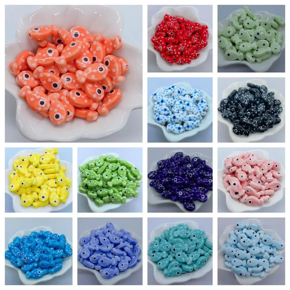 Handmade Craft Small Fish Beads Fashion Ceramic Ceramic Spacer Loose Beads Necklace Earrings 3D for 10Pcs