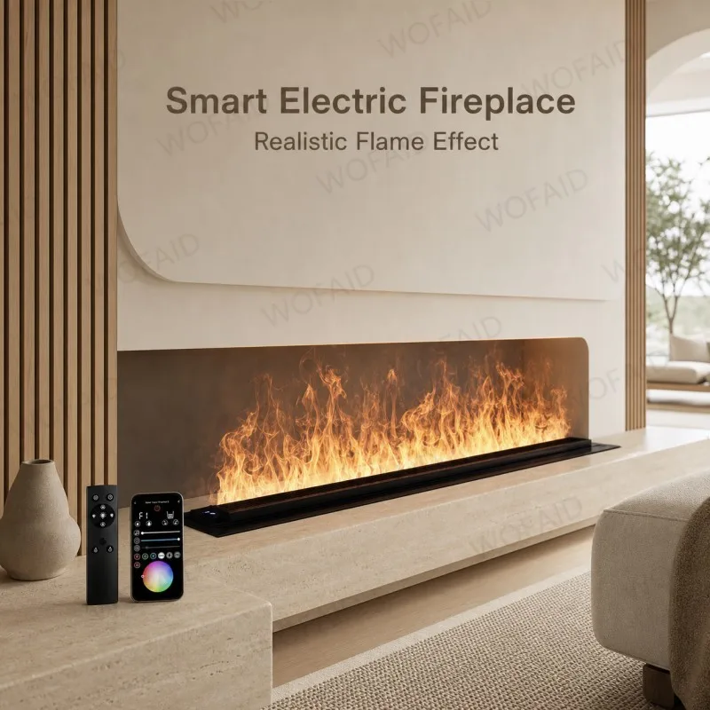 Modern Built in Smart Home 3D Water Mist Fireplace Electric Real Flame Look Fireplace APP Control Decorative Indoor Fireplace