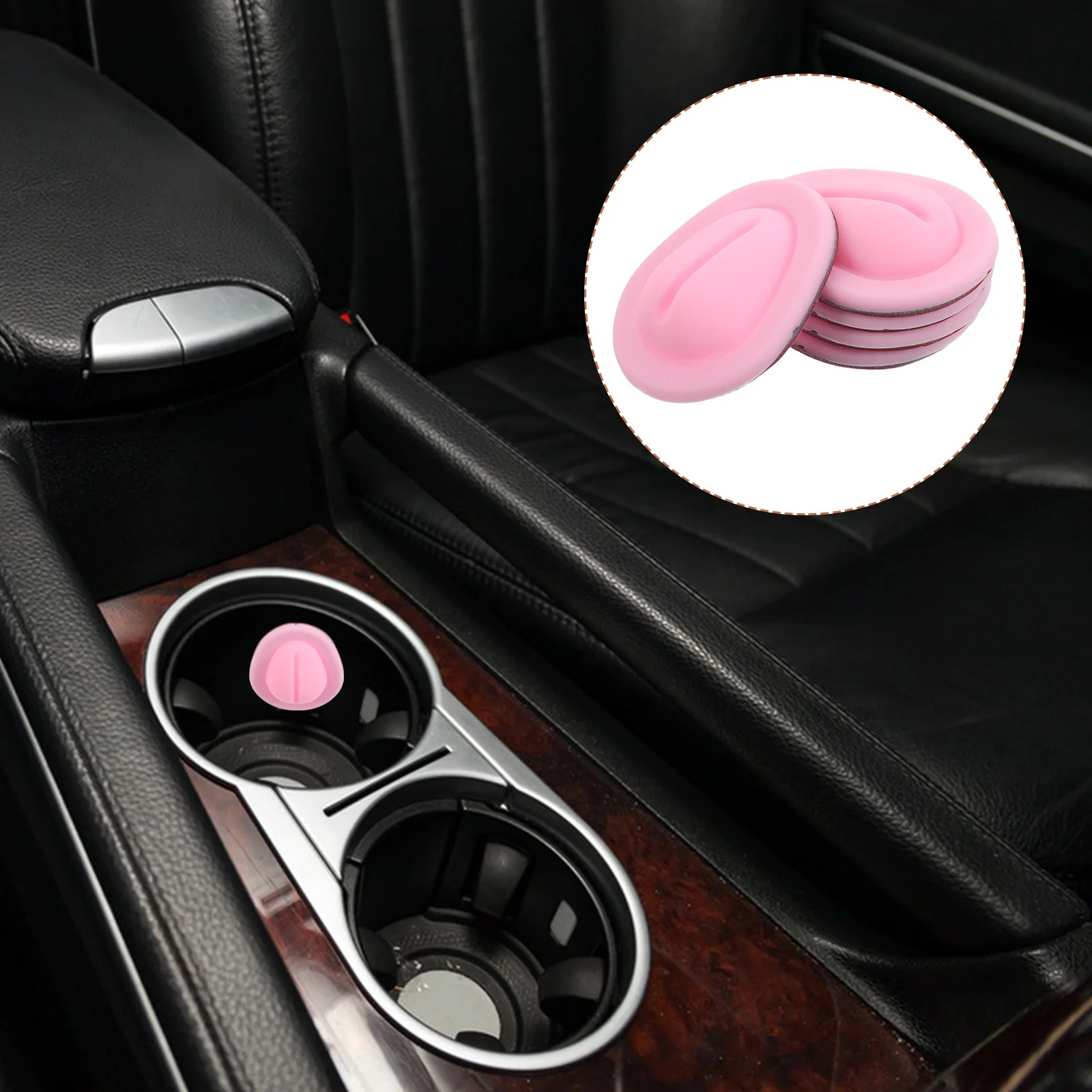 

9Pcs Car Cup Holder Limiter Silicone Universal Anti-Spill Anti-Shake Water Bottle Stabilizer Vehicle Accessories Pink