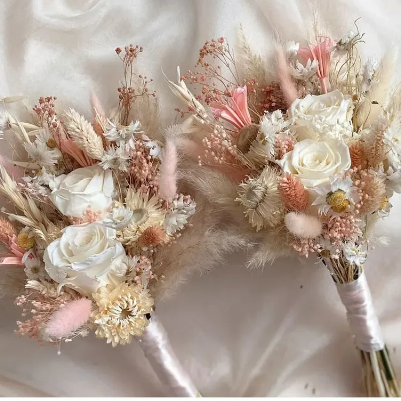 Dried Flowers Pampas Floral Arrangement Wedding Bouquets Anniversary Centerpieces Bridal Shower Party Boho Bouquet Home Decor